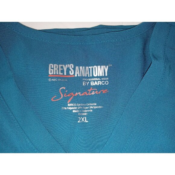 GREY'S ANATOMY Women's Blue Three Pocket  Scrub Top size 2X - Picture 8 of 10